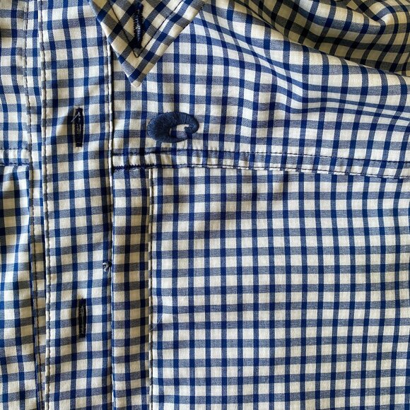 Costa Angler Tech Button Down Plaid Navy - Men's Small - Picture 11 of 13